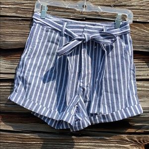 Free ❤️Pinstripe high waisted belted shorts